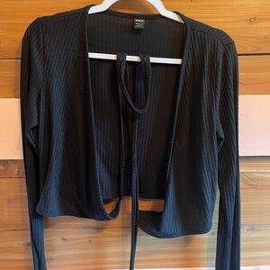 SHEIN Black Ribbed Cardigan
